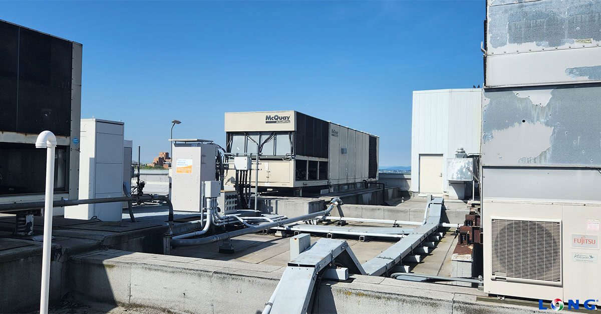 AHU on rooftop with other HVAC equipment